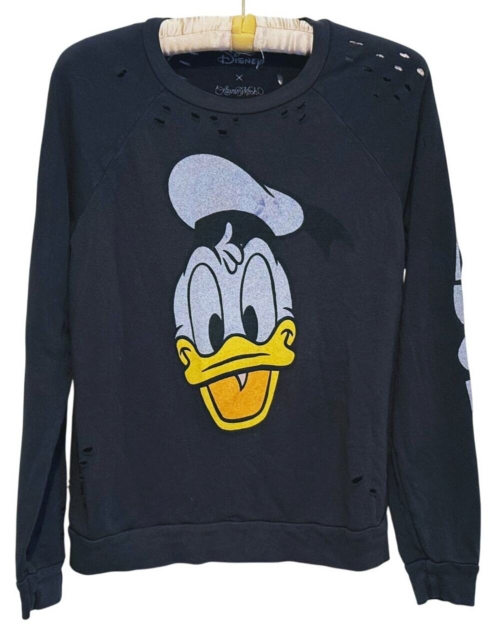 Lauren Moshi x Disney Couture Donald Duck Sweatshirt Black Small Distressed Y2K